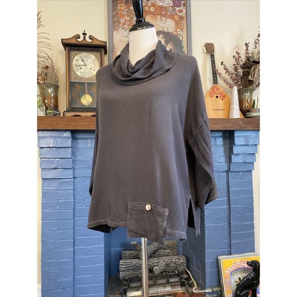 Dairi Art To Wear Cowl Neck Gray Pocket Lagenlook Moroccan Top One Size M L XL - Picture 6 of 12